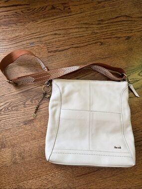 The Sak Ivory Crossbody Bag with Brown Strap